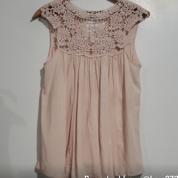 Solitaire Pink Lace Top Short Sleeve Blouse Size S - Picture 4 of 10